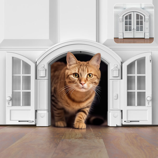 Window mounted shop cat door